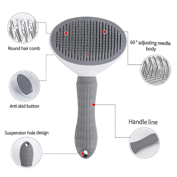 Self-cleaning slicker brush