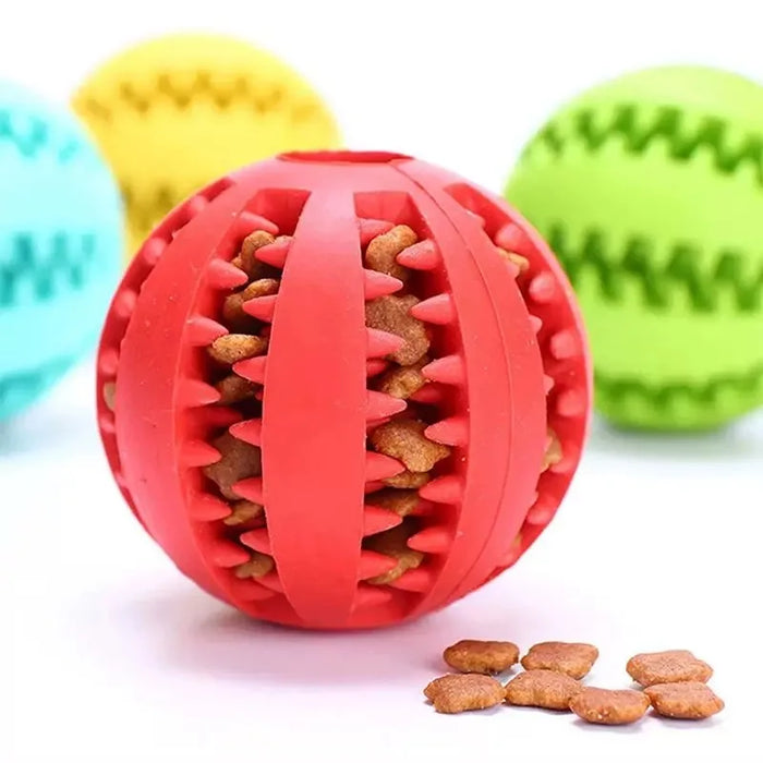 Treat-dispensing dental chew ball for dogs