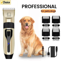 Professional cordless dog grooming clipper with golden retriever — photo 1