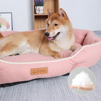 Corduroy dog sofa with bolster — photo 3