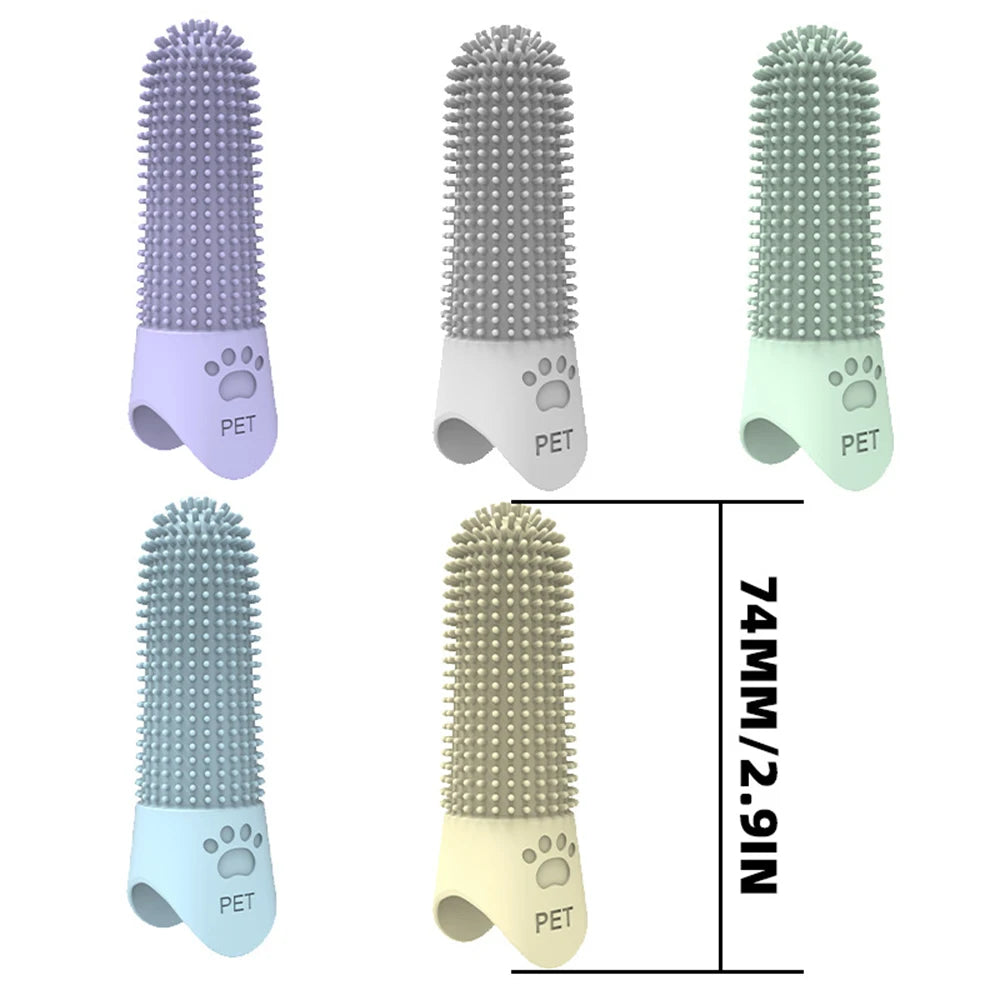 Pet finger toothbrushes in three colors
