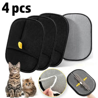 Double-sided pet hair removal gloves with cats — photo 1