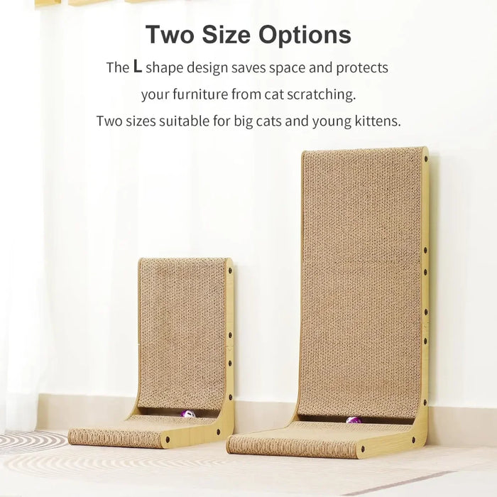 Space-Saving L-Shape Corrugated Cat Scratcher