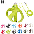 Reflective dog harness and leash set in green