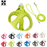 Reflective dog harness and leash set in green — photo 1