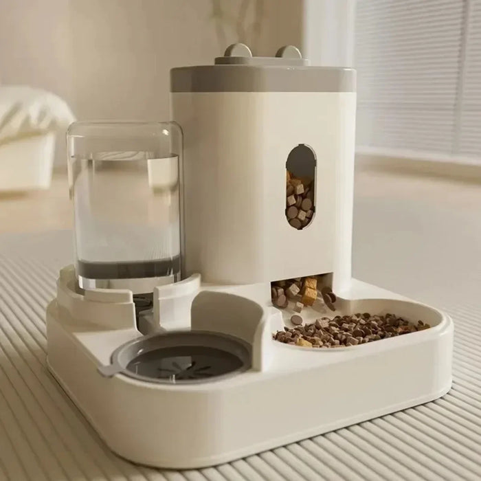Gravity-Fed Automatic Pet Feeder with Water Fountain