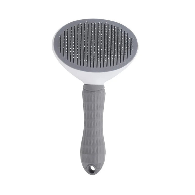 Pet grooming brush in use