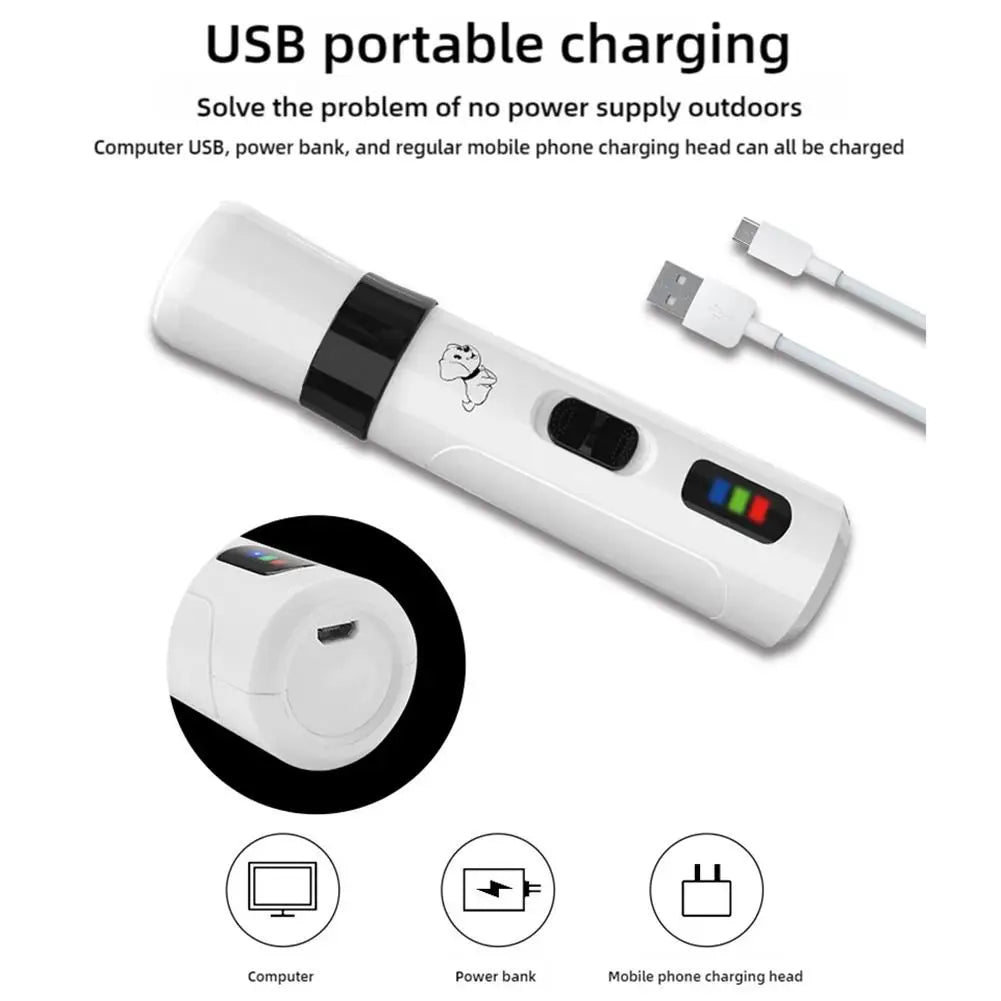 Rechargeable dog nail grinder detail