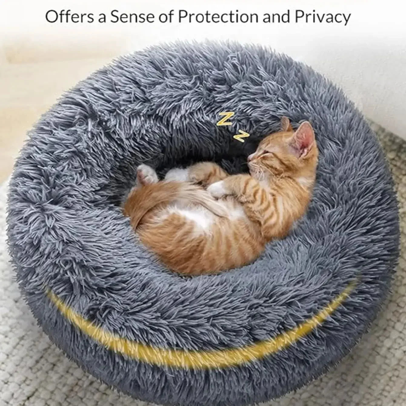 Round fluffy pet bed color options